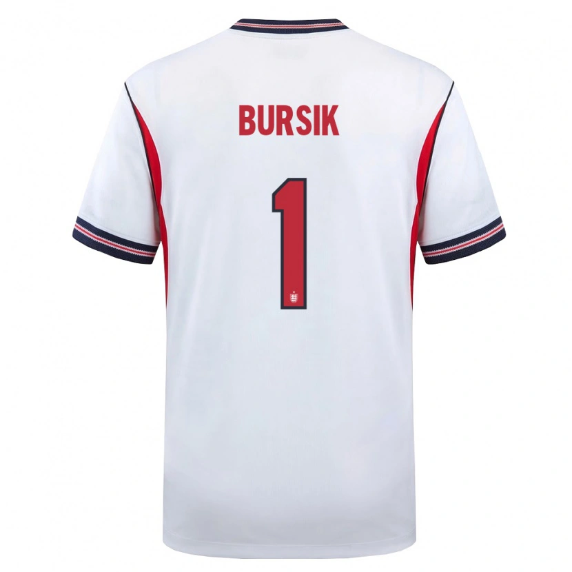 Danxen Men England Josef Bursik #1 White Navy Red Home Jersey 26-28 T-Shirt