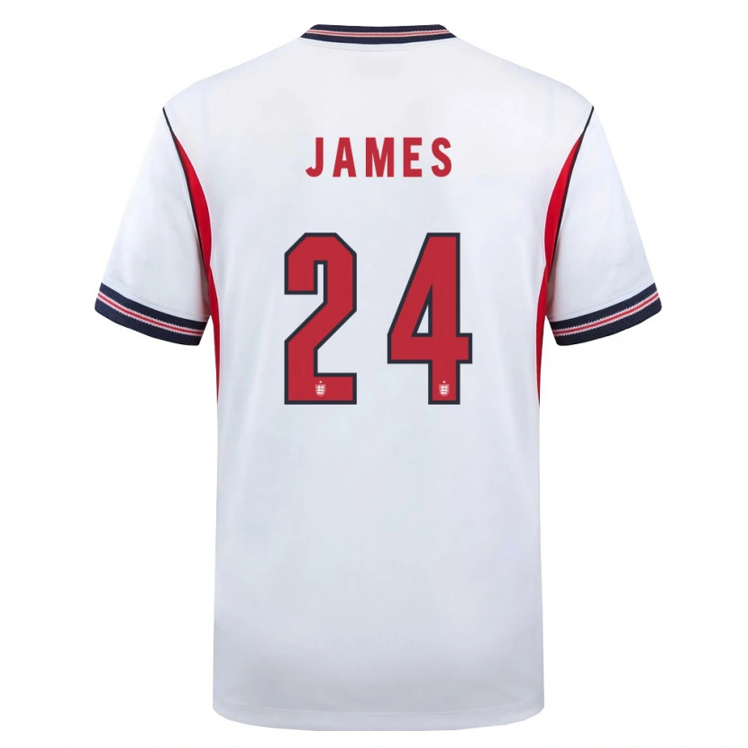 Danxen Men England Reece James #24 White Navy Red Home Jersey 26-28 T-Shirt