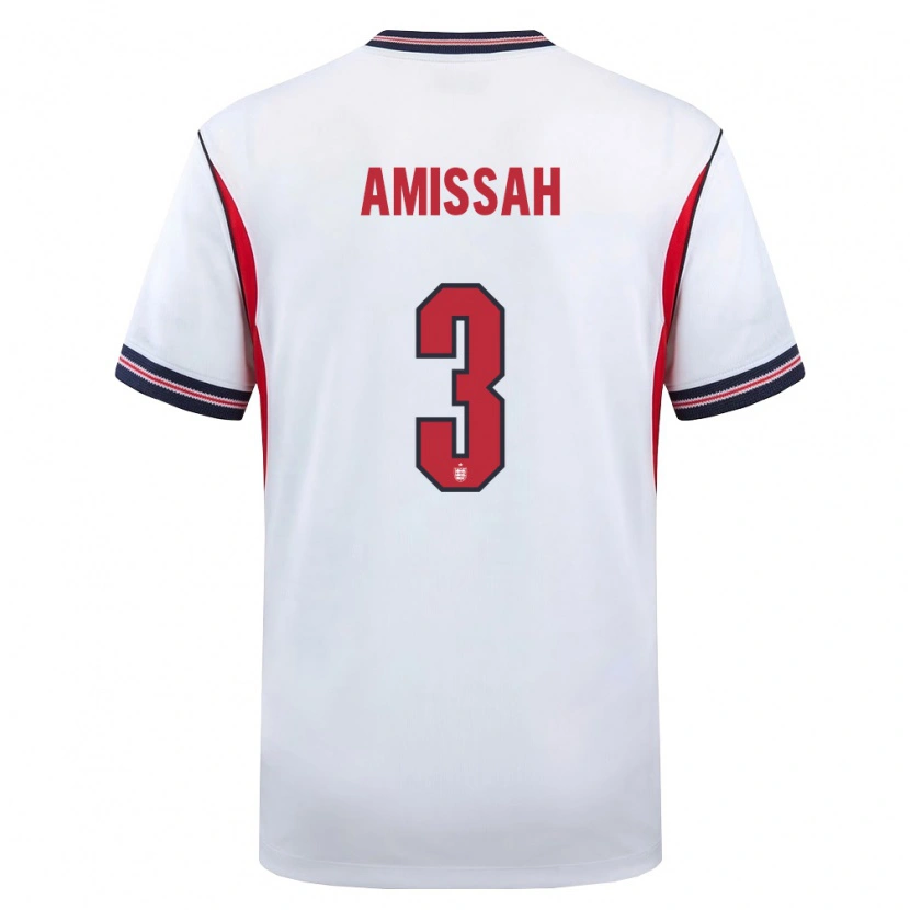 Danxen Men England Sam Amissah #3 White Navy Red Home Jersey 26-28 T-Shirt