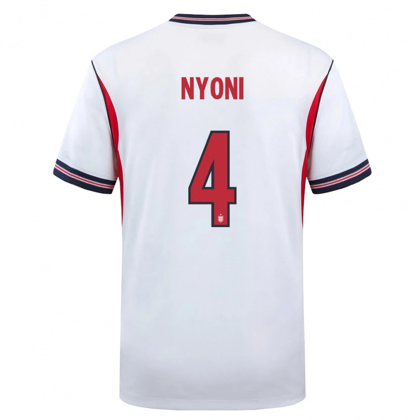 Danxen Men England Trey Nyoni #4 White Navy Red Home Jersey 26-28 T-Shirt