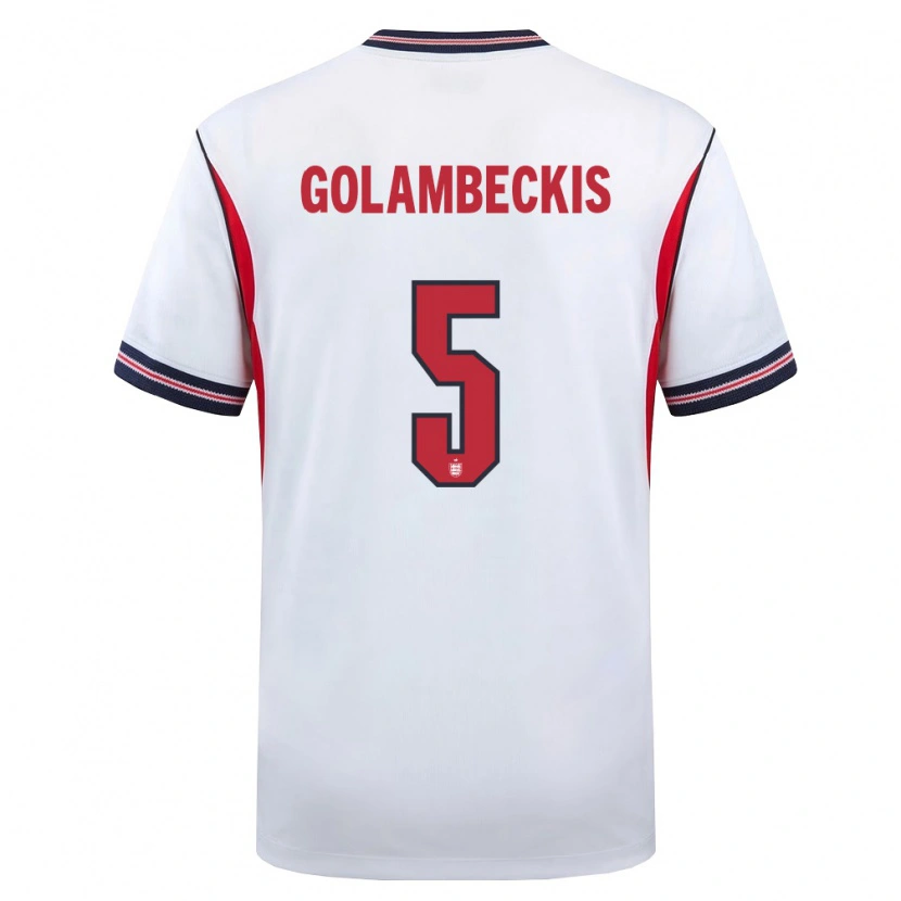 Danxen Men England Airidas Golambeckis #5 White Navy Red Home Jersey 26-28 T-Shirt