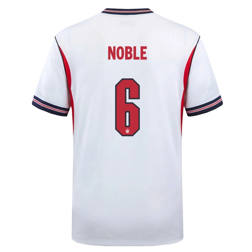 Danxen Men England Kian Noble #6 White Navy Red Home Jersey 26-28 T-Shirt
