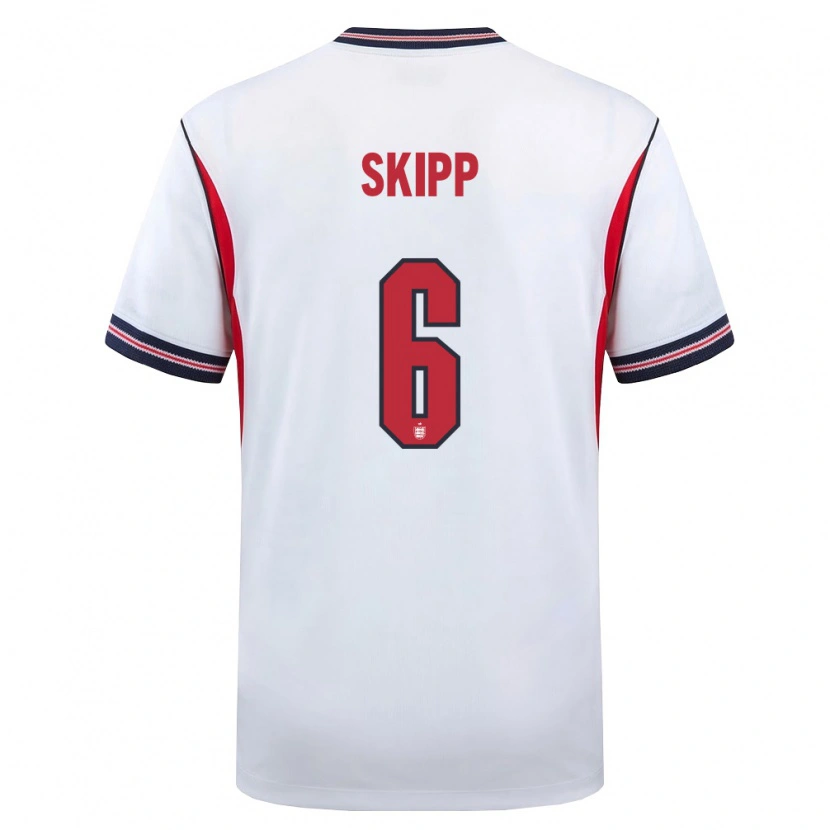 Danxen Men England Oliver Skipp #6 White Navy Red Home Jersey 26-28 T-Shirt