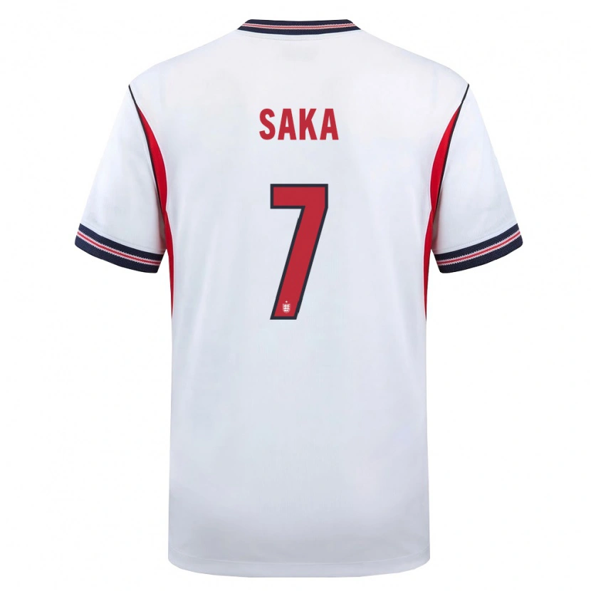 Danxen Men England Bukayo Saka #7 White Navy Red Home Jersey 26-28 T-Shirt