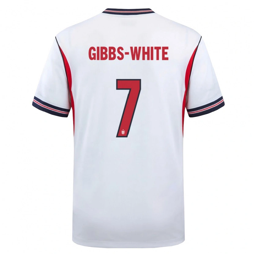 Danxen Men England Morgan Gibbs-White #7 White Navy Red Home Jersey 26-28 T-Shirt