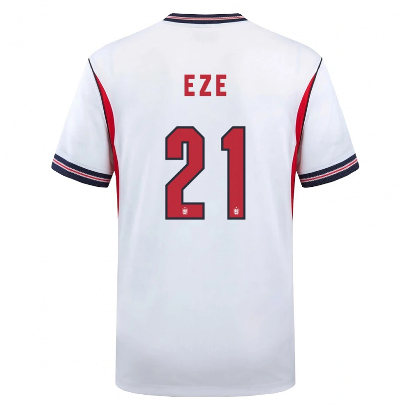 Danxen Men England Eberechi Eze #21 White Navy Red Home Jersey 26-28 T-Shirt