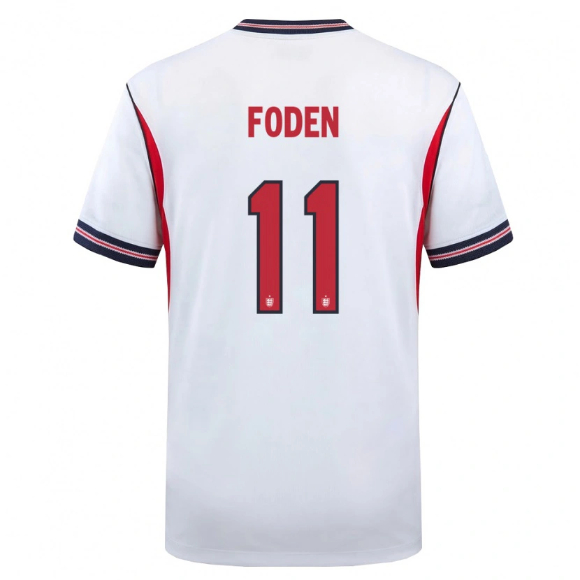 Danxen Men England Phil Foden #11 White Navy Red Home Jersey 26-28 T-Shirt