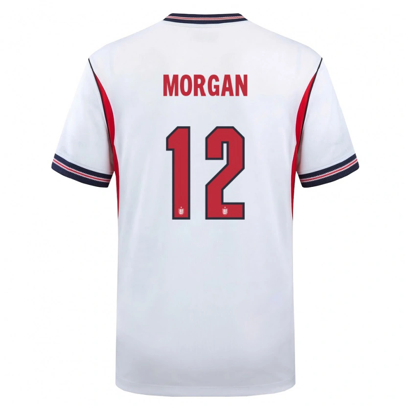 Danxen Men England Esme Morgan #12 White Navy Red Home Jersey 26-28 T-Shirt