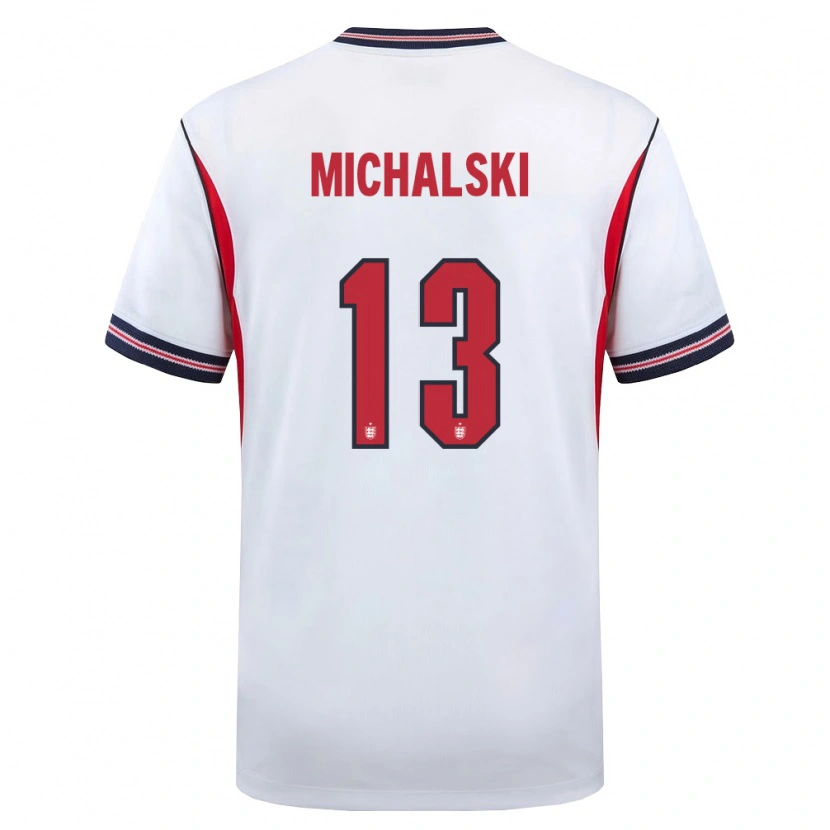 Danxen Men England Nicholas Michalski #13 White Navy Red Home Jersey 26-28 T-Shirt