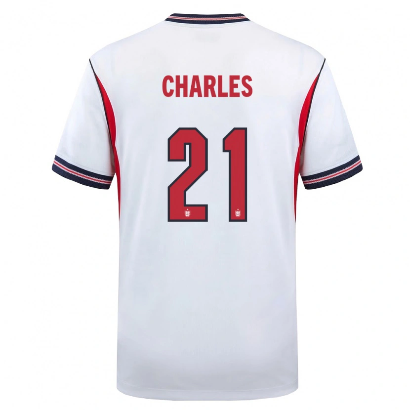 Danxen Men England Niamh Charles #21 White Navy Red Home Jersey 26-28 T-Shirt
