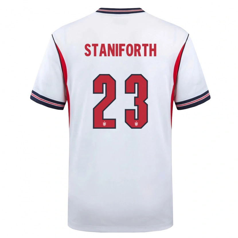 Danxen Men England Lucy Staniforth #23 White Navy Red Home Jersey 26-28 T-Shirt