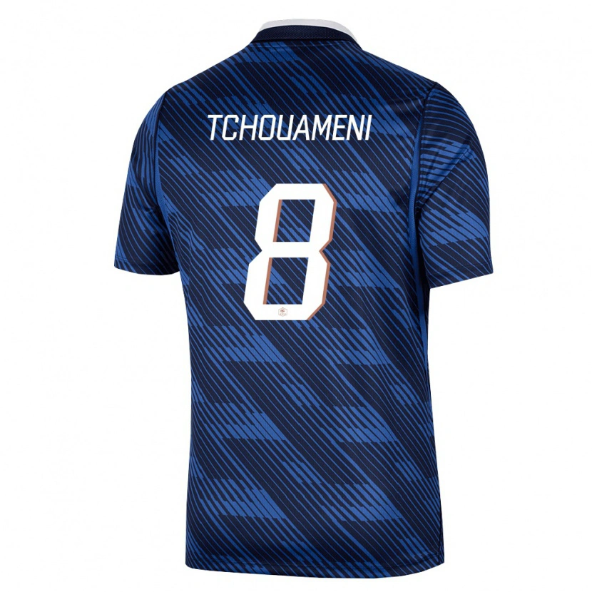 Danxen Men France Aurélien Tchouaméni #8 Navy Blue White Home Jersey 26-28 T-Shirt