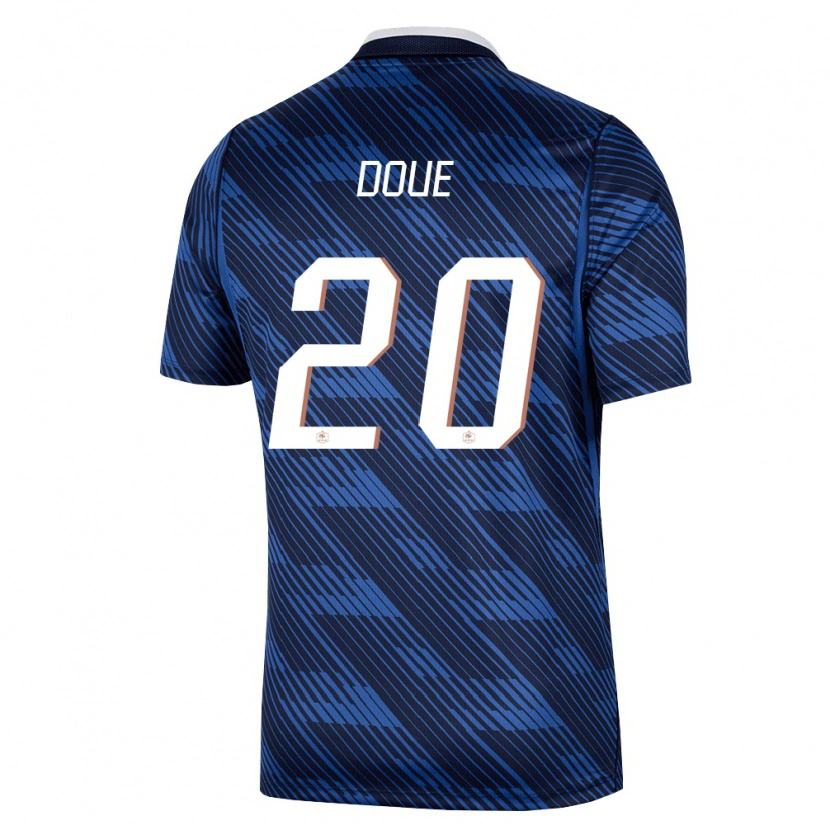Danxen Men France Désiré Doué #20 Navy Blue White Home Jersey 26-28 T-Shirt