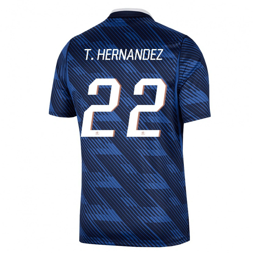 Danxen Men France Theo Hernández #22 Navy Blue White Home Jersey 26-28 T-Shirt
