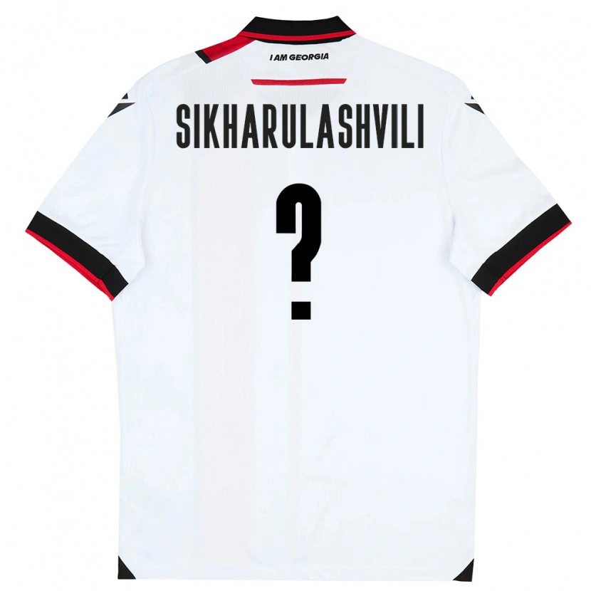 Danxen Men Georgia Nika Sikharulashvili #0 White Black Red Home Jersey 26-28 T-Shirt