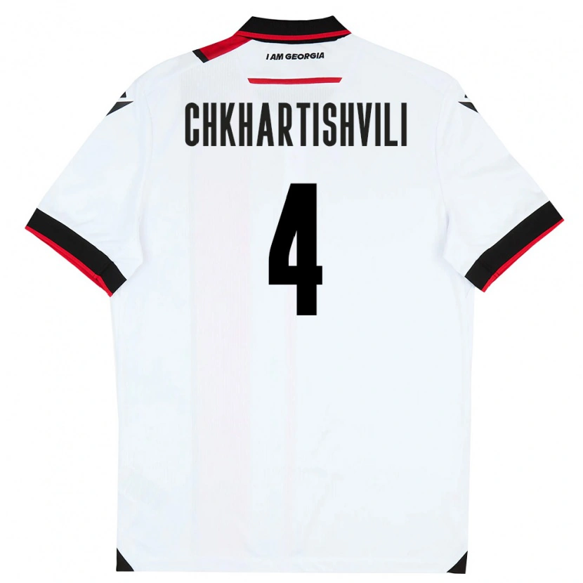 Danxen Men Georgia Nino Chkhartishvili #4 White Black Red Home Jersey 26-28 T-Shirt