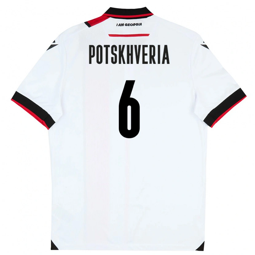 Danxen Men Georgia Andria Potskhveria #6 White Black Red Home Jersey 26-28 T-Shirt
