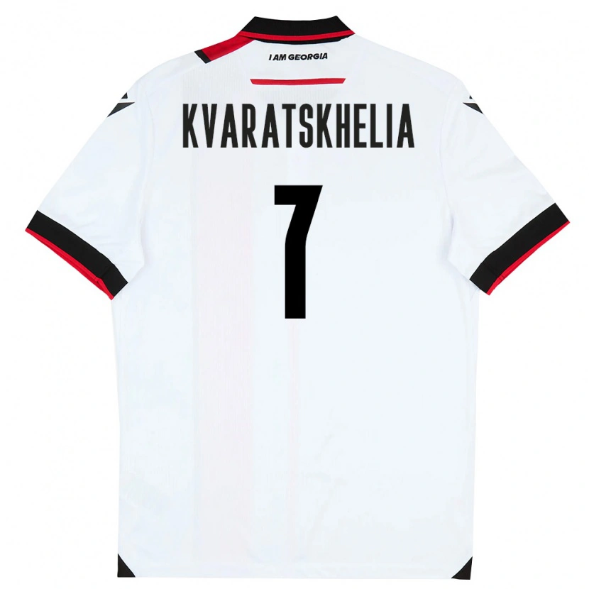 Danxen Men Georgia Khvicha Kvaratskhelia #7 White Black Red Home Jersey 26-28 T-Shirt