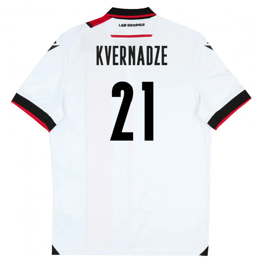 Danxen Men Georgia Giorgi Kvernadze #21 White Black Red Home Jersey 26-28 T-Shirt
