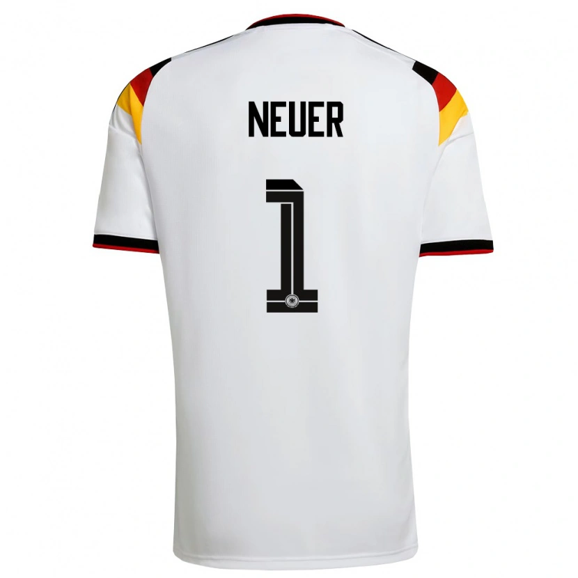 Danxen Men Germany Manuel Neuer #1 White Black Red Home Jersey 26-28 T-Shirt