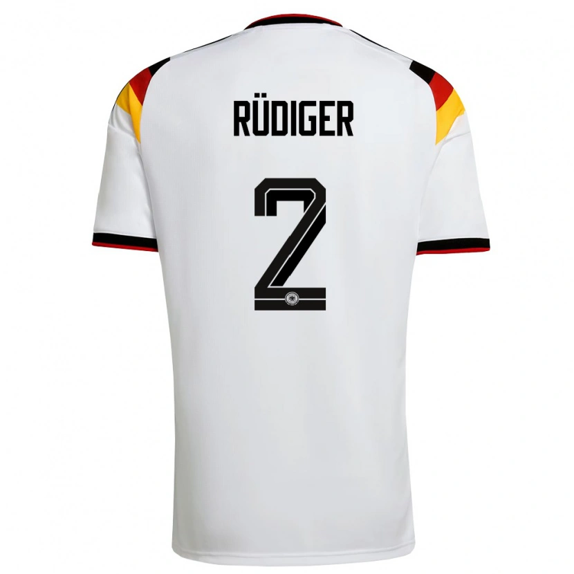 Danxen Men Germany Antonio Rüdiger #2 White Black Red Home Jersey 26-28 T-Shirt