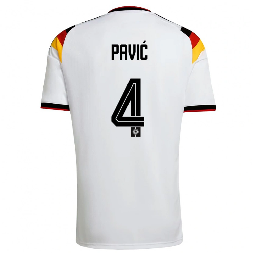 Danxen Men Germany Filip Pavić #4 White Black Red Home Jersey 26-28 T-Shirt