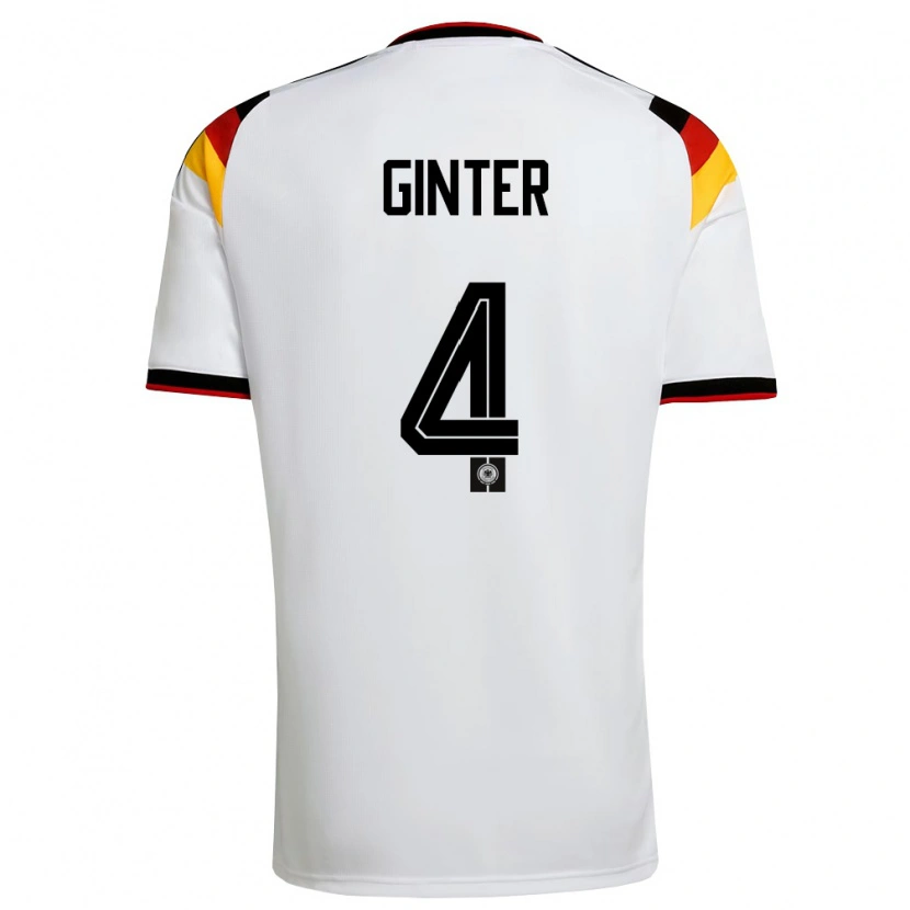 Danxen Men Germany Matthias Ginter #4 White Black Red Home Jersey 26-28 T-Shirt