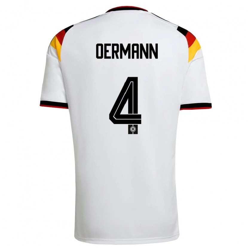 Danxen Men Germany Tim Oermann #4 White Black Red Home Jersey 26-28 T-Shirt