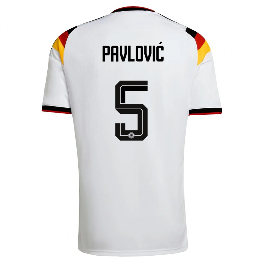 Danxen Men Germany Aleksandar Pavlovic #5 White Black Red Home Jersey 26-28 T-Shirt