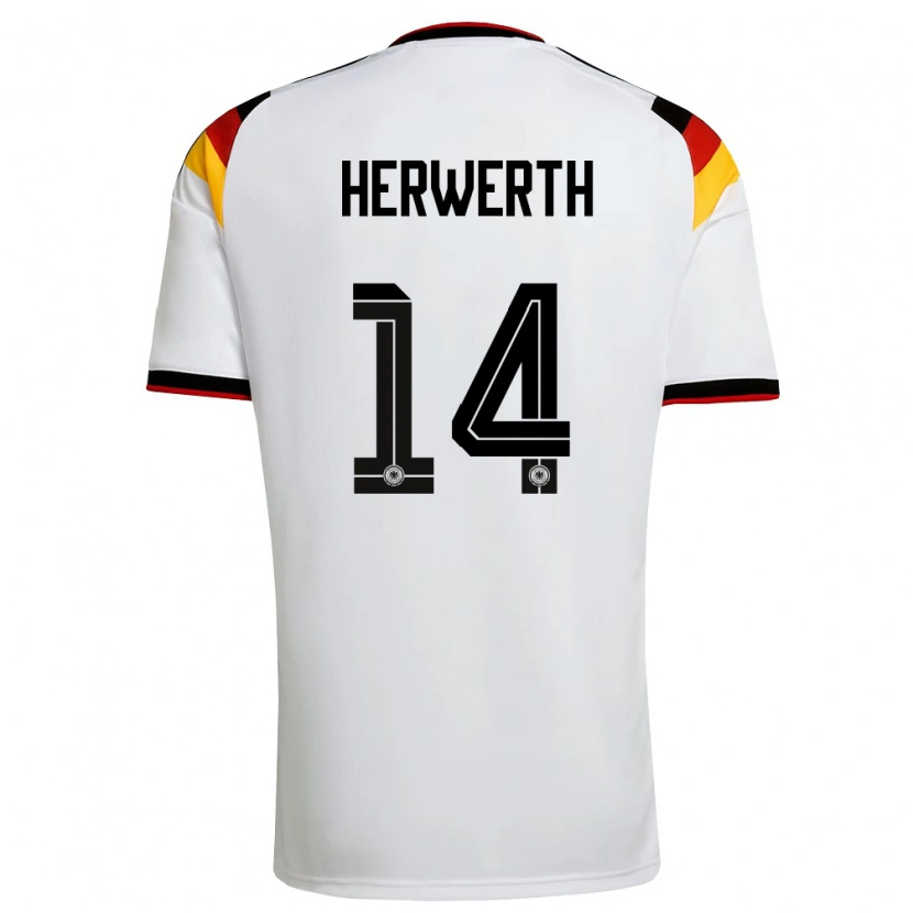 Danxen Men Germany Maximilian Herwerth #14 White Black Red Home Jersey 26-28 T-Shirt