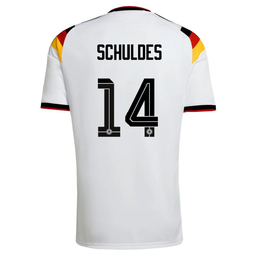 Danxen Men Germany Jamie Schuldes #14 White Black Red Home Jersey 26-28 T-Shirt