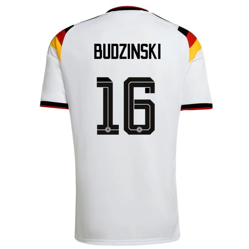 Danxen Men Germany Kurt Budzinski #16 White Black Red Home Jersey 26-28 T-Shirt
