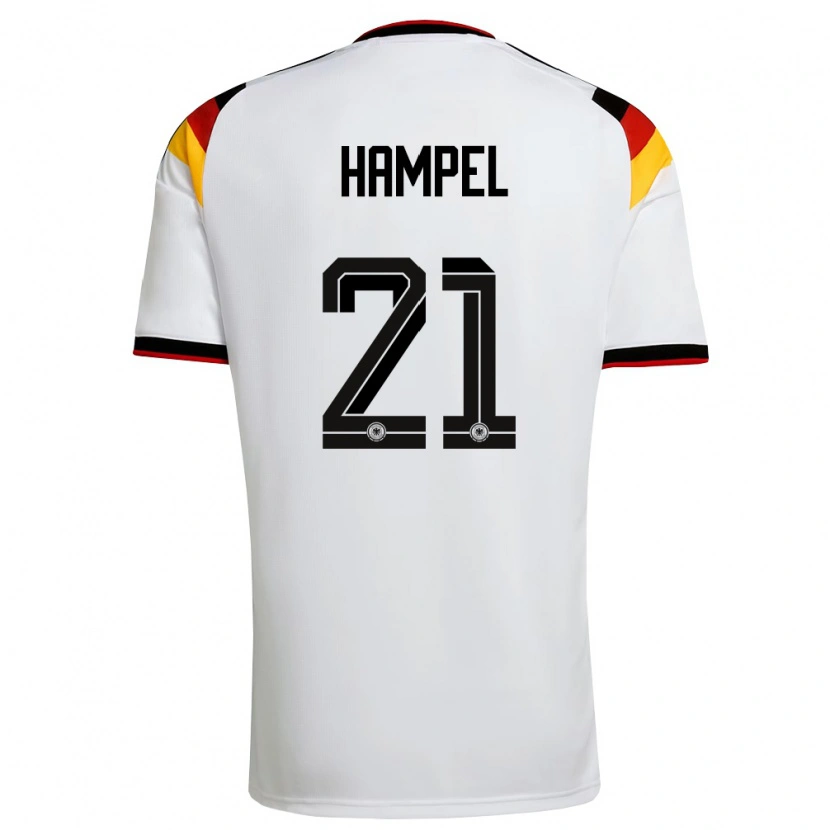 Danxen Men Germany Luca Hampel #21 White Black Red Home Jersey 26-28 T-Shirt