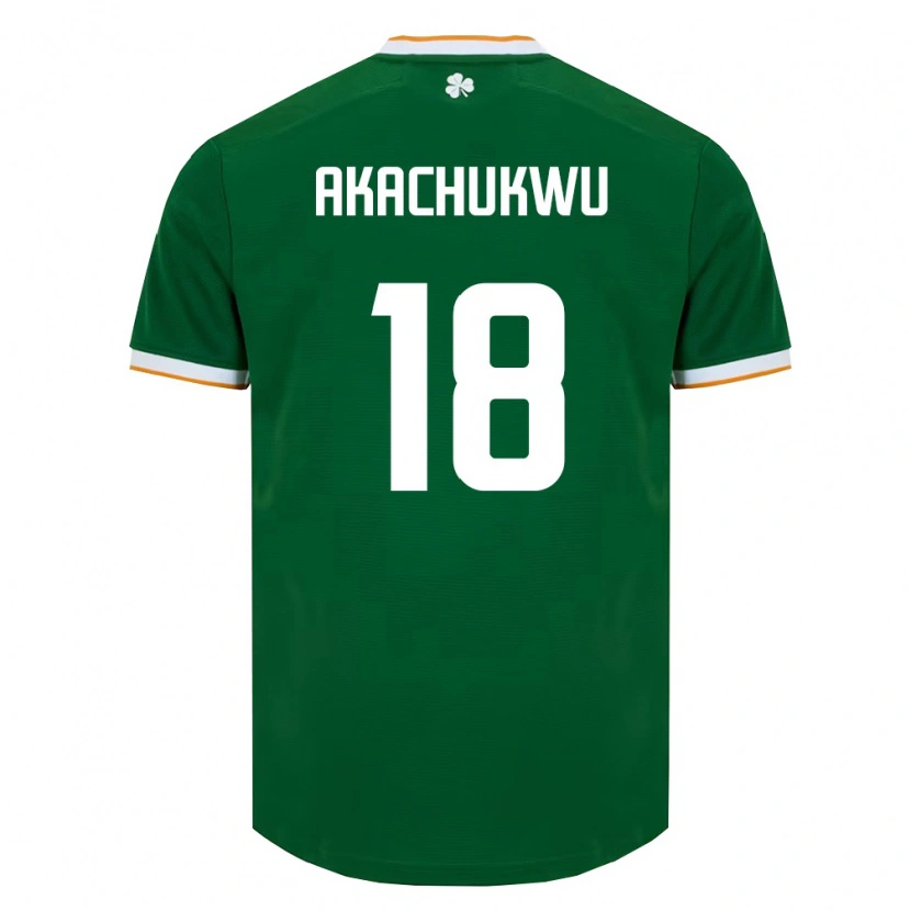 Danxen Men Ireland Romeo Akachukwu #18 Dark Green White Home Jersey 26-28 T-Shirt
