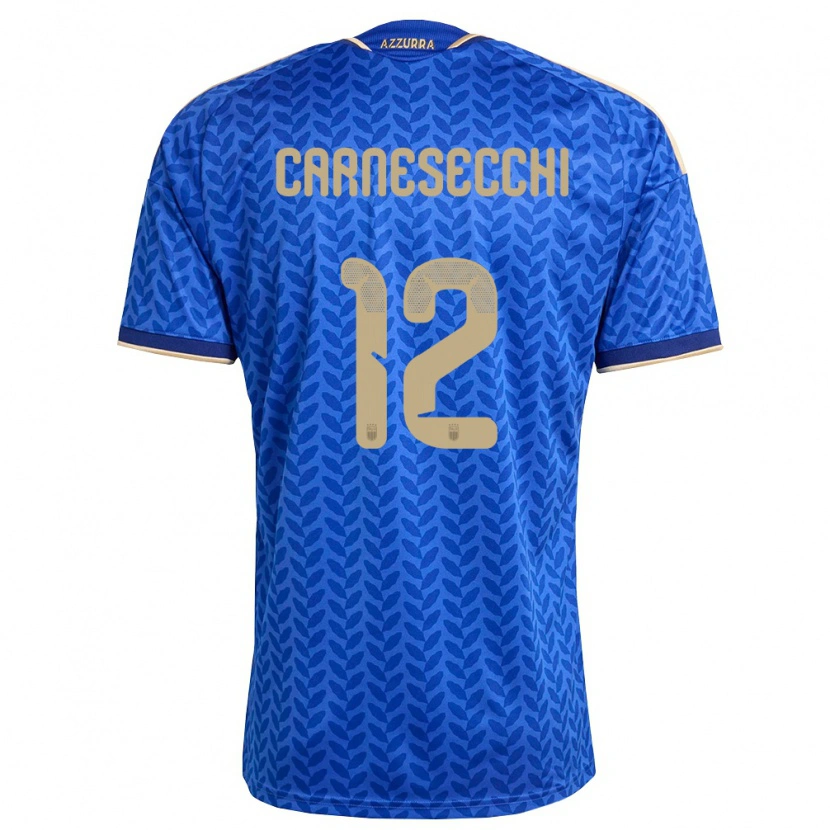 Danxen Men Italy Marco Carnesecchi #12 Blue Navy Gold Home Jersey 26-28 T-Shirt