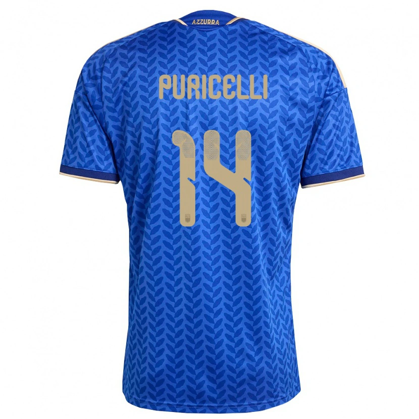 Danxen Men Italy Lorenzo Puricelli #14 Blue Navy Gold Home Jersey 26-28 T-Shirt