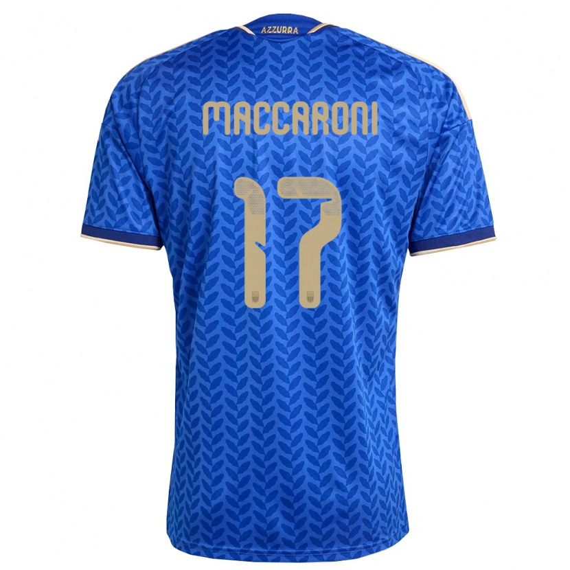 Danxen Men Italy Valerio Maccaroni #17 Blue Navy Gold Home Jersey 26-28 T-Shirt