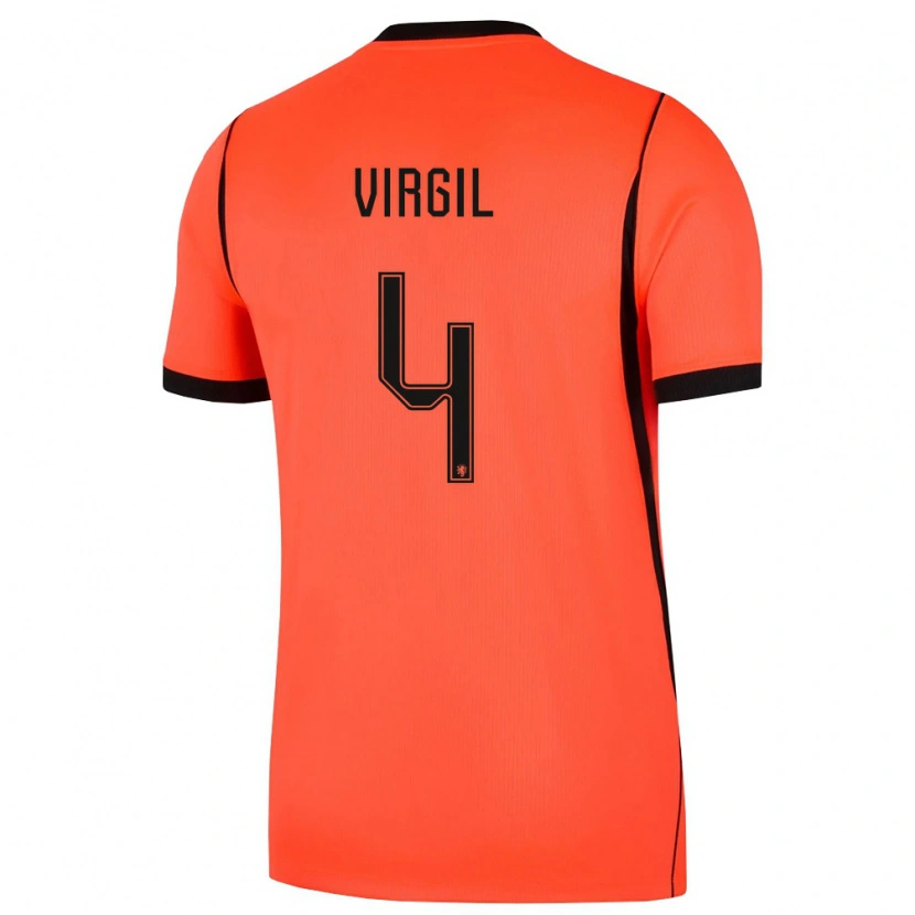 Danxen Men Netherlands Virgil Van Dijk #4 Orange Black Home Jersey 26-28 T-Shirt