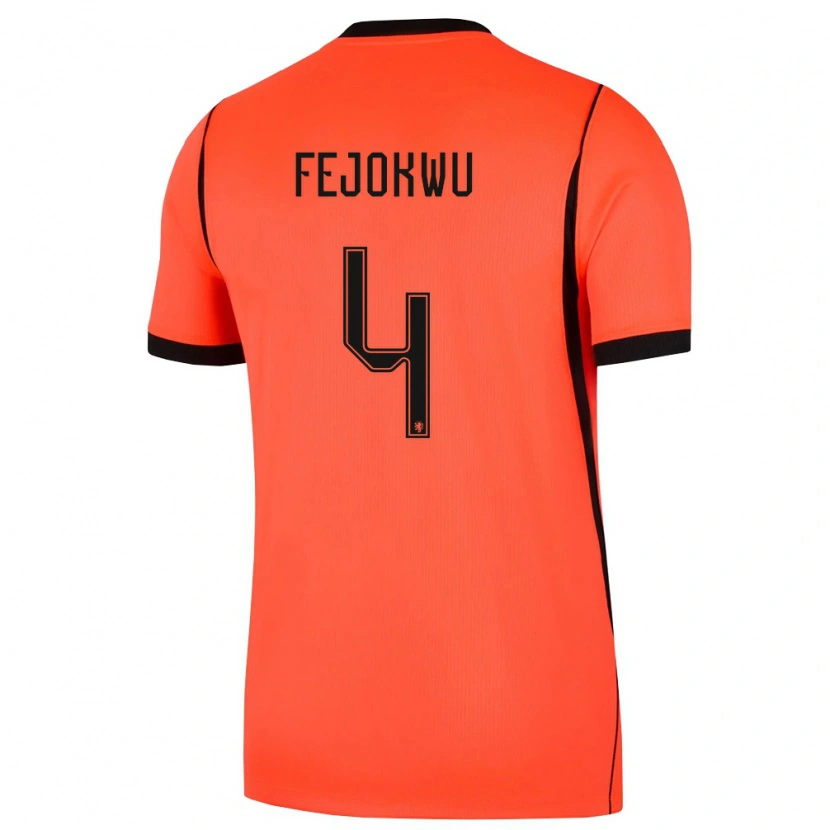 Danxen Men Netherlands Emmanuel Fejokwu #4 Orange Black Home Jersey 26-28 T-Shirt