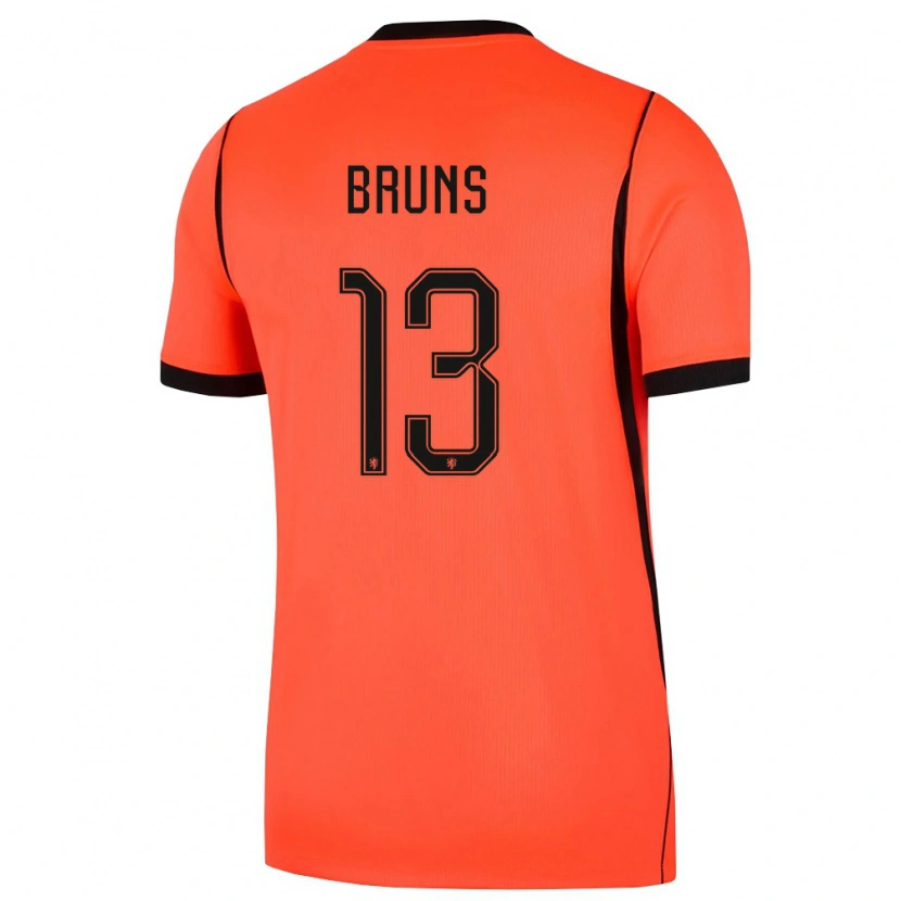 Danxen Men Netherlands Max Bruns #13 Orange Black Home Jersey 26-28 T-Shirt