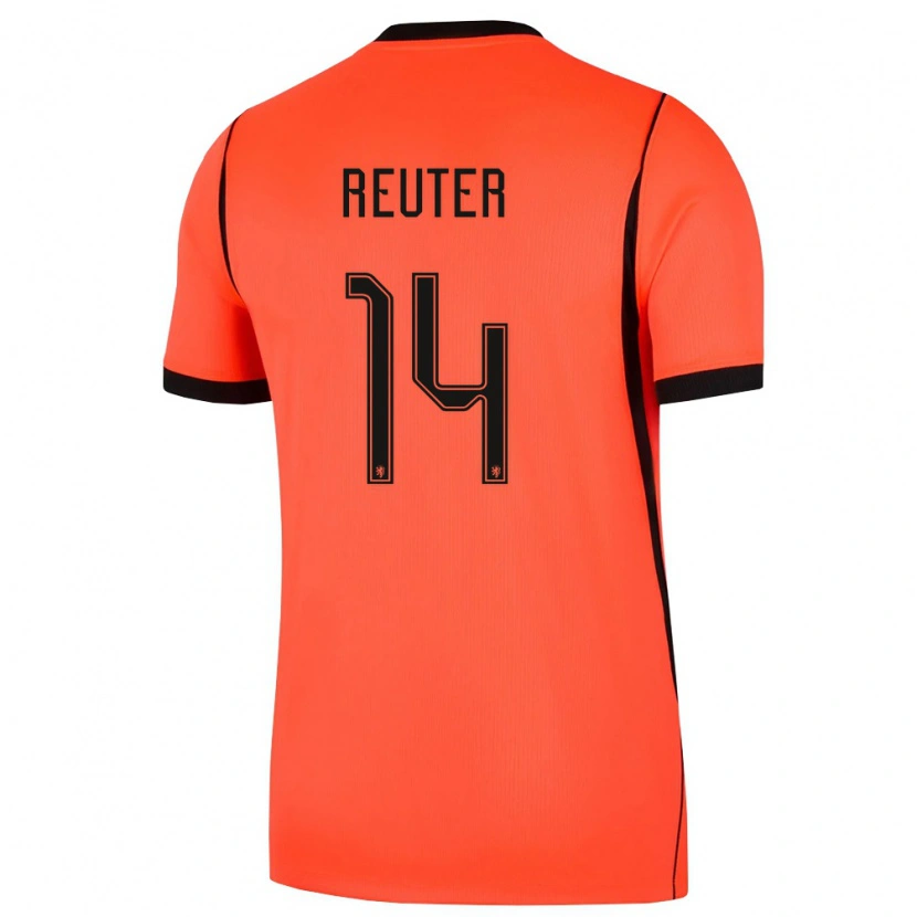 Danxen Men Netherlands Frederick Reuter #14 Orange Black Home Jersey 26-28 T-Shirt