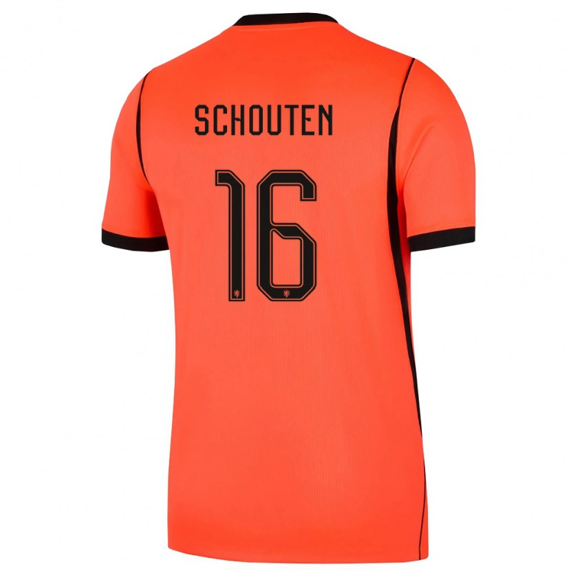 Danxen Men Netherlands Jerdy Schouten #16 Orange Black Home Jersey 26-28 T-Shirt