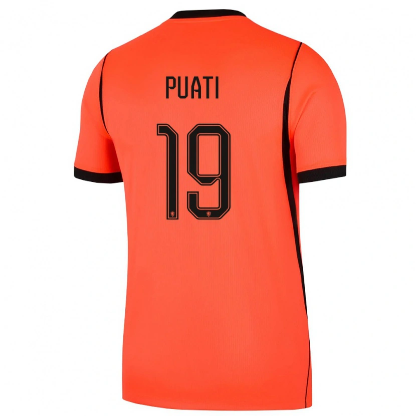 Danxen Men Netherlands Kelson Puati #19 Orange Black Home Jersey 26-28 T-Shirt