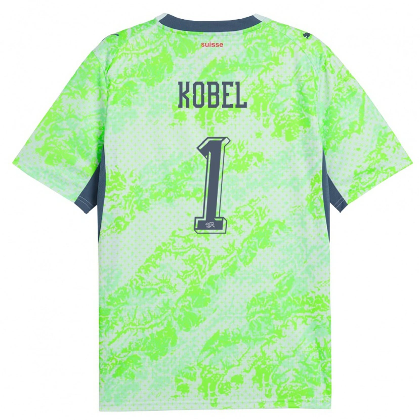 Danxen Men Switzerland Gregor Kobel #1 Green Navy Away Jersey 26-28 T-Shirt