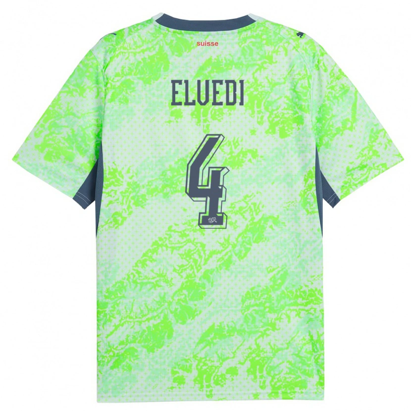 Danxen Men Switzerland Nico Elvedi #4 Green Navy Away Jersey 26-28 T-Shirt