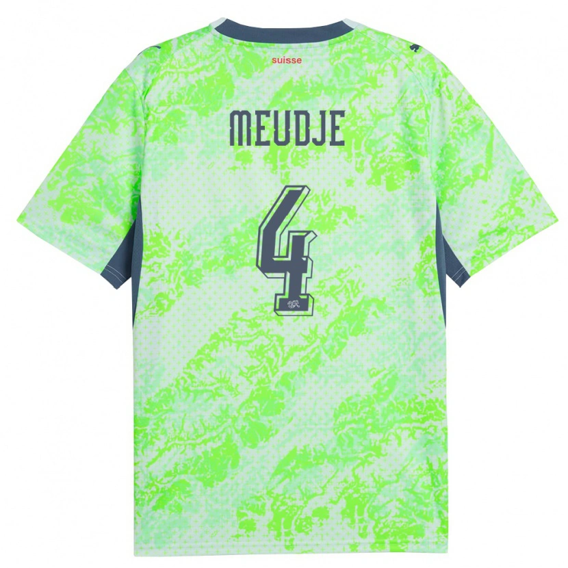 Danxen Men Switzerland Manuel Meudje #4 Green Navy Away Jersey 26-28 T-Shirt