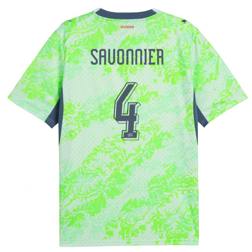 Danxen Men Switzerland Nelson Savonnier #4 Green Navy Away Jersey 26-28 T-Shirt