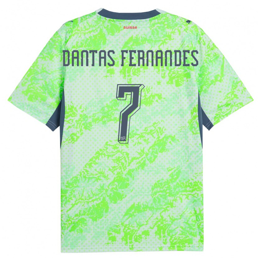Danxen Men Switzerland Ronaldo Dantas Fernandes #7 Green Navy Away Jersey 26-28 T-Shirt
