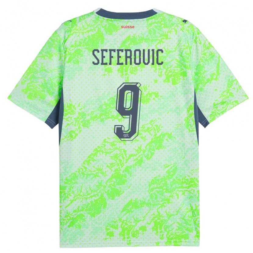Danxen Men Switzerland Haris Seferovic #9 Green Navy Away Jersey 26-28 T-Shirt