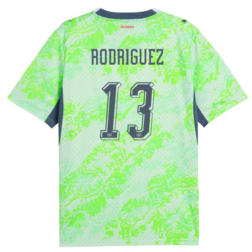 Danxen Men Switzerland Ricardo Rodríguez #13 Green Navy Away Jersey 26-28 T-Shirt